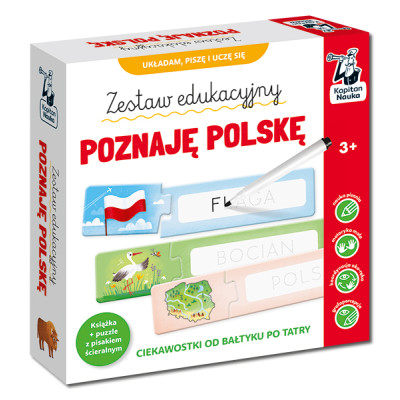 Zestaw edukacyjny. Poznaję Polskę. Książka puzzle do pisania. Kapitan Nauka | Polska Półka