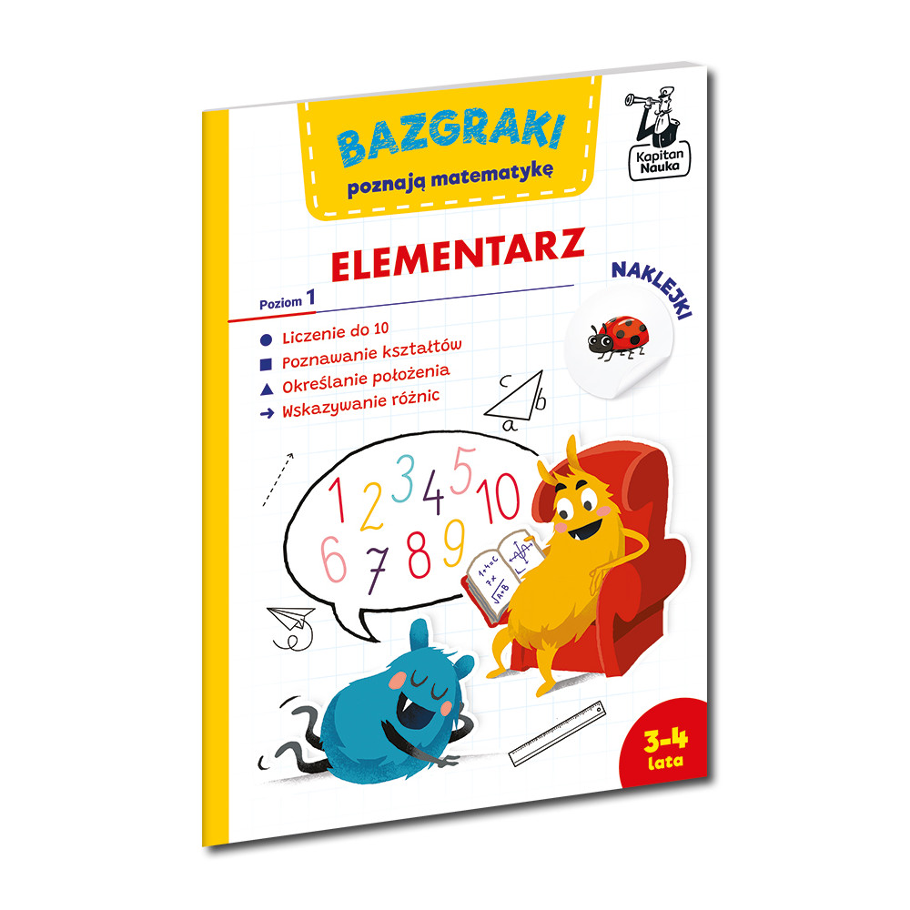 Bazgraki poznają matematykę. Elementarz. Poziom 1. Kapitan Nauka. Bazgraki | Polska Półka