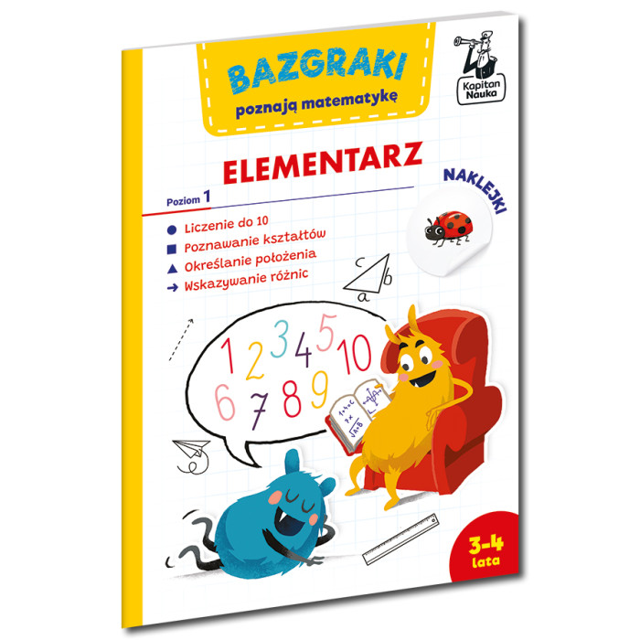 Bazgraki poznają matematykę. Elementarz. Poziom 1. Kapitan Nauka. Bazgraki | Polska Półka