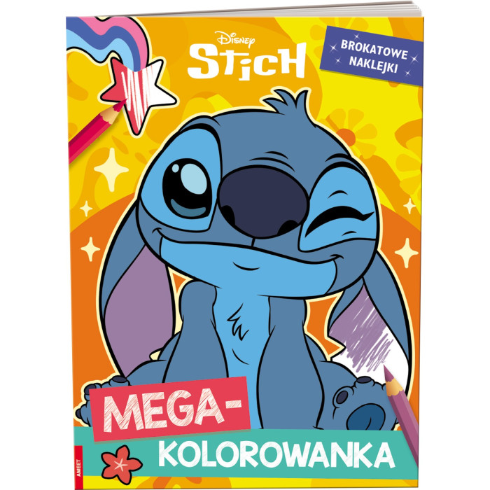 Disney Stich Mega kolorowanka brokatowe naklejki KOLB-9101 | Polska Półka