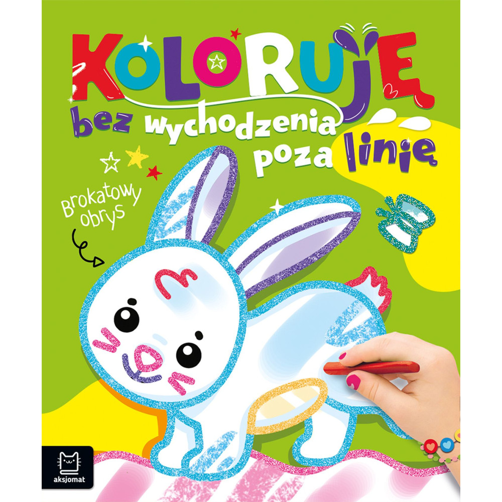 Zajączek. Koloruję bez wychodzenia poza linię. Brokatowa kolorowanka | Polska Półka