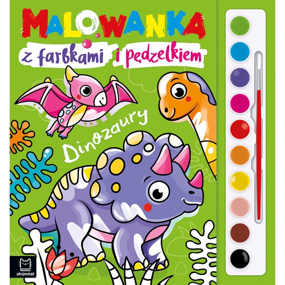 Dinozaury. Malowanka z farbkami i pędzelkiem | Polska Półka
