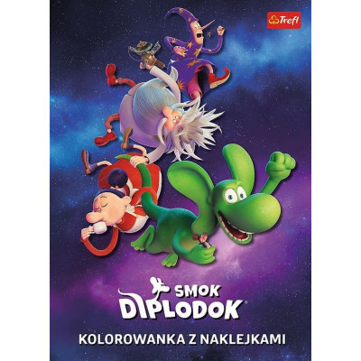 Smok Diplodok. Kolorowanka z naklejkami | Polska Półka