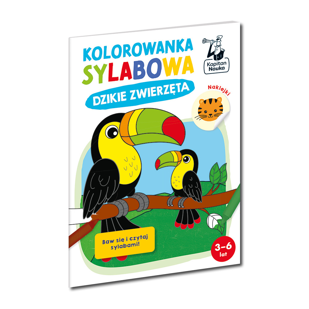 Dzikie zwierzęta. Kolorowanka sylabowa. Kapitan Nauka | Polska Półka
