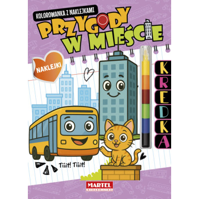 Przygody w mieście. Kolorowanka z naklejkami (modułowa kredka) | Polska Półka