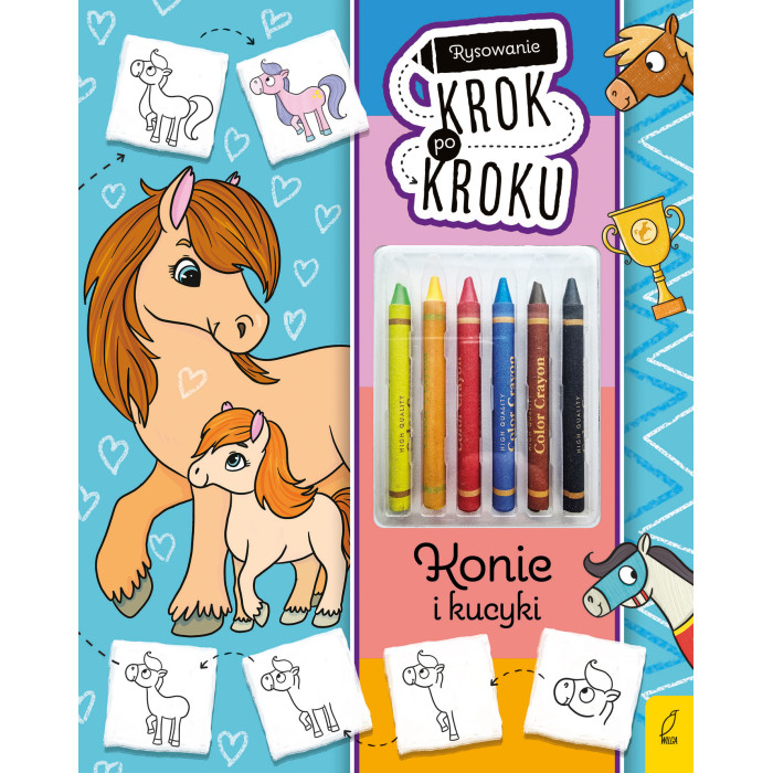Konie i kucyki. Rysowanie krok po kroku z kredkami | Polska Półka