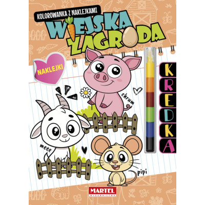 Wiejska zagroda. Kolorowanka z naklejkami (modułowa kredka) | Polska Półka