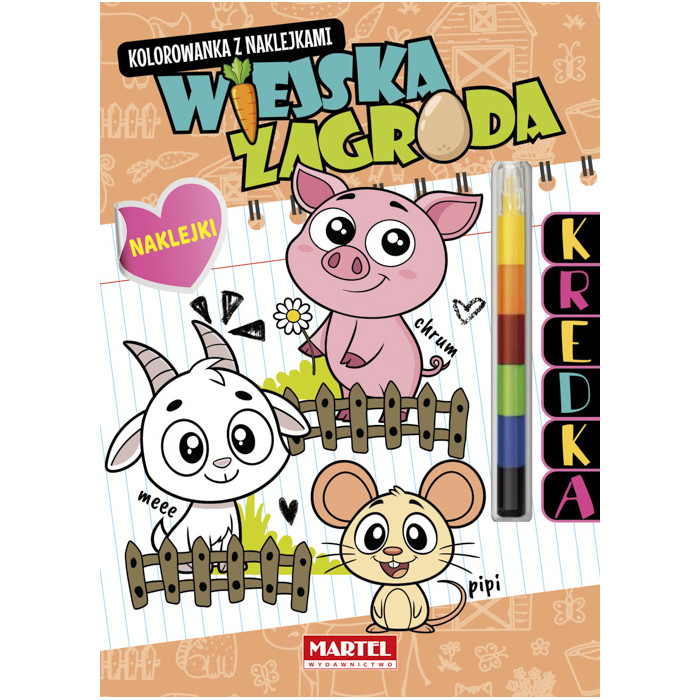 Wiejska zagroda. Kolorowanka z naklejkami (modułowa kredka) | Polska Półka