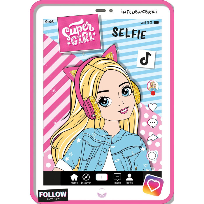 Super girl. Selfie. Kolorowanka z wykrojnika | Polska Półka